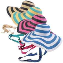 Journee Collection Womens Wide Brim Striped Sunhat