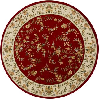 Hand tufted Mandara Red/ivory Floral Wool Rug (79 Round)