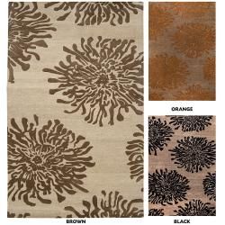 None Hand tufted Contemporary Brown/orange Mountain New Zealand Wool Abstract Rug (8 X 11) Brown Size 8 x 11