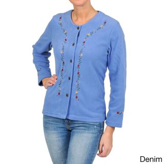 La Cera La Cera Womens Embroidered Fleece Jacket Blue Size S (4  6)
