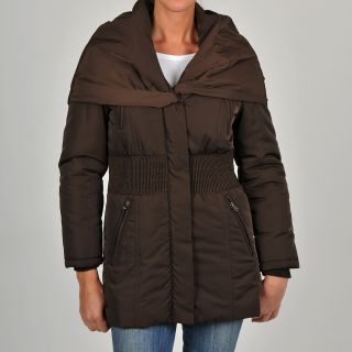 Excelled Excelled Womens Pop over Collar Puffer Jacket Brown Size L (12  14)