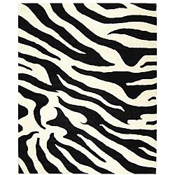 Handmade Soho Zebra Wave White/ Black N. Z. Wool Rug (96 X 136)