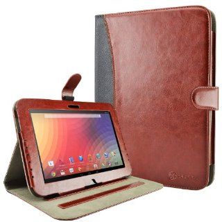 caseen TERRA Brown/Black Folio Multi View Standing Case with Card and Stylus Holder for the Google Samsung Nexus 10 Computers & Accessories