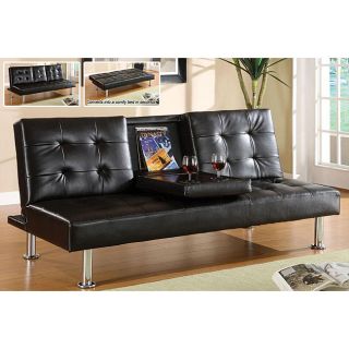 Furniture Of America Yorkville Modern Bicast Leather Sofa/ Sofabed With Drop down Tray