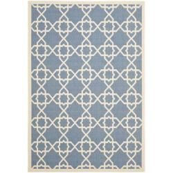 Blue/ Beige Indoor/ Outdoor Polypropylene Area Rug (67 X 96)