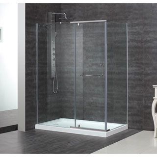 Aston 60 X 35 inch 3/8 Clear Glass Semi frameless Shower Enclosure With Acrylic Base