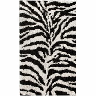 nuLOOM Luna Black and White Zebra Shag Rug (5' x 8') Nuloom 5x8   6x9 Rugs