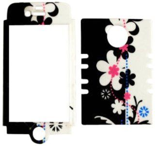 Cell Armor IPHONE4G RSNAP TE272 Rocker Snap On Case for iPhone 4/4S   Retail Packaging   Black and White Flowers Cell Phones & Accessories