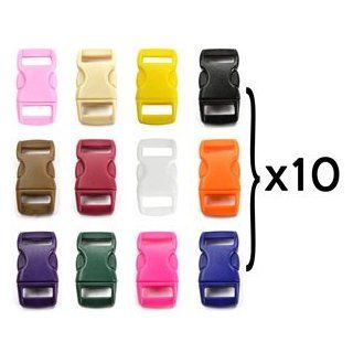 Bluecell 120 PCS of 3/8" (10mm) 12 Colors (10 Each) Contoured Side Release Plastic Buckles