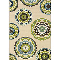 Modern Ivory/green Outdoor Area Rug (86 X 13)