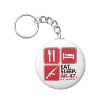 Eat Sleep AK 47   Red Keychain
