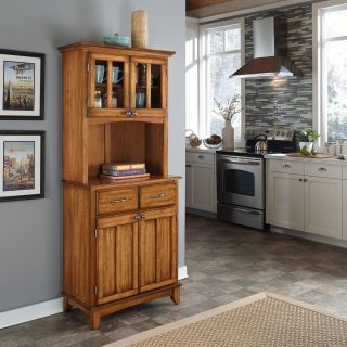 Cottage Oak Hutch Buffet With Wood Top