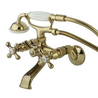 Kingston Brass KS265PB Clawfoot Tub Wall Mount Faucet, Polished Brass   Tub Filler Faucets  