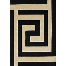 Alliyah Handmade New Zeeland Blend Black Wool Rug (5 X 8)