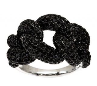 1.90 ct tw Black Spinel Pave Curb Link Sterling Ring —