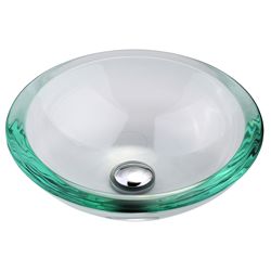 Kraus Scuare Clear Aquamarine Glass Vessel Sink With 34 mm Edge