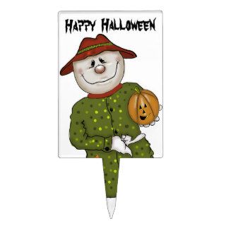 Cute Halloween Scarecrow Folk Art Rectangular Cake Picks