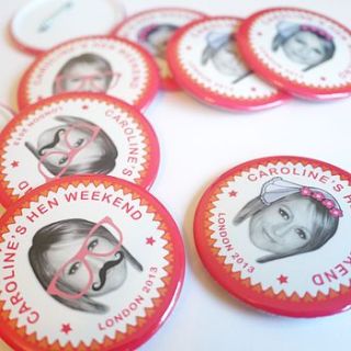 personalised hen party badges by happi yumi