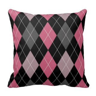 Pink, Black and Gray Argyle Pattern Pillow
