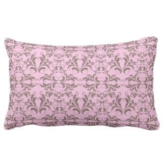Pink Brown Floral Damask Pattern Throw Pillow