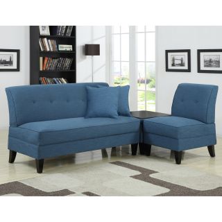 Portfolio Engle Caribbean Blue Linen 3 piece Sofa Set