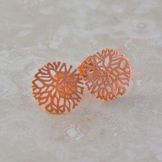 rose gold frost circular stud earrings by otis jaxon silver and gold jewellery