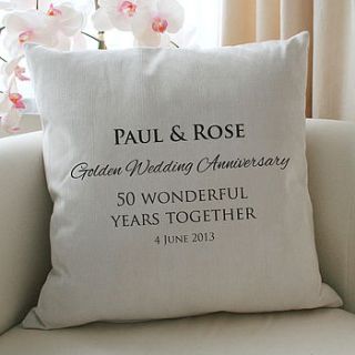 golden wedding anniversary cushion by a type of design