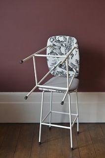steel stools upholstered in toile by the london chair collective