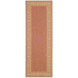 Indoor/ Outdoor Rust/ Sand Bordered Runner (2 4 X 6 7)