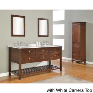 70 inch Dark Brown Mission Spa Double Vanity Sink Cabinet