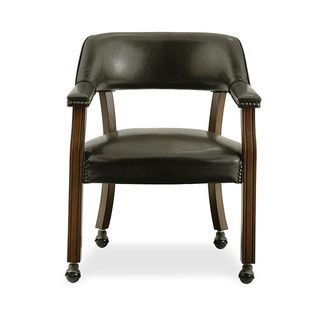 Dark Brown Vinyl Upholstered Caster Chair