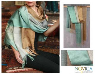 Silk And Wool Shimmering Earth Shawl (india)