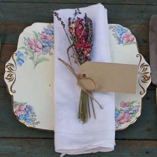 lavender/pink larkspur napkin posy set of ten by the artisan dried flower company