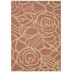Rust/sand Indoor/outdoor Floral patterned Rug (27 X 5)