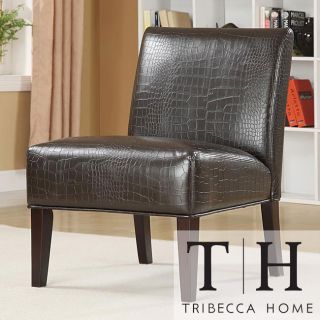 Tribecca Home Decor Faux Alligator Leather Print Lounge Chair