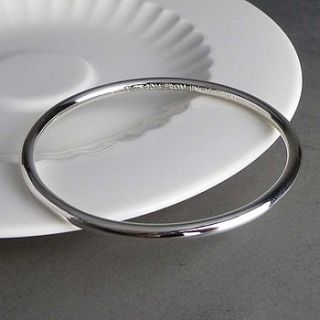 personalised round silver bangle by hersey silversmiths