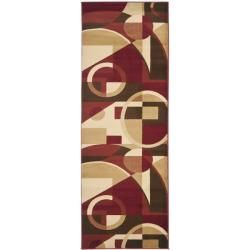 Porcello Cosmos Geometric pattern Red Rug (24 X 67)