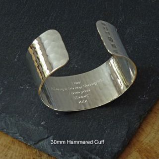 handmade hammered personalised cuff bangle by hersey silversmiths
