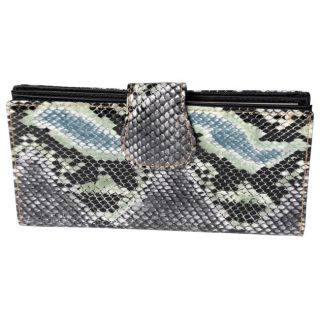 Journee Collection Womens Green Snake print Clutch Wallet