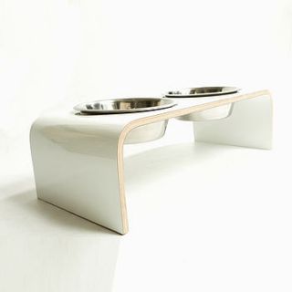 elevated designer dog bowl holder by lola and daisy designs
