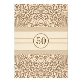 brown vintage 50 anniversary elegant invitations