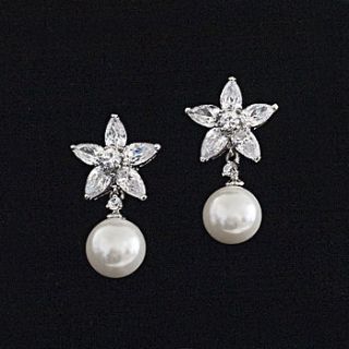 anise cubic zirconia and faux pearl earrings by bloom boutique
