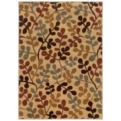 Beige Abstract Polypropylene Rug (5 X 76)