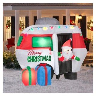 CHRISTMAS DECORATION LAWN YARD INFLATABLE SANTA CLAUSE WITH CAMPER 5.5' TALL  Outdoor Decor  Patio, Lawn & Garden