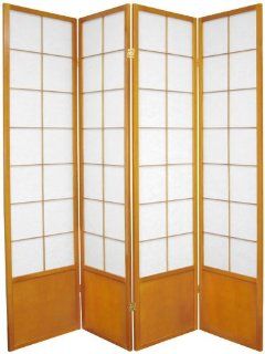 Oriental Furniture Authentic Rice Paper Washi Washita High End, 6 Feet Zen Japanese Shoji Privacy Screen Room Divider, 4 Panel Honey