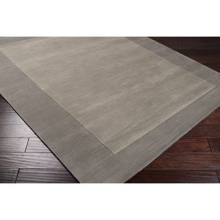 Hand crafted Grey Tone on tone Bordered Wool Rug (76 X 96)