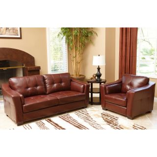 Abbyson Living Torrance Premium Top grain Leather Sofa And Armchair Set