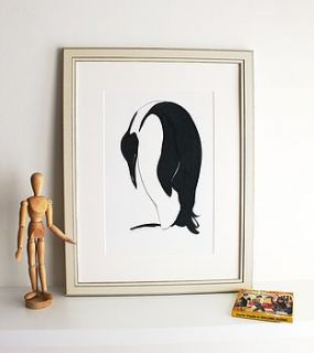 'snoozing penguin' hand signed print by samantha barnes artist