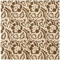 Handmade Soho Brown/ivory New Zealand Wool Floral Rug (6 Square)