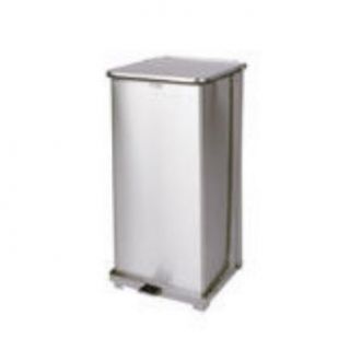 Rubbermaid Commercial FGST24SSRB The Defenders Steel Medical Step Trash Can with Retaining Band, 24 gallon, Stainless Steel